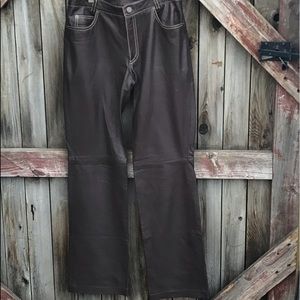 Patricia Viera 100% brown leather pants. Sz 26x29